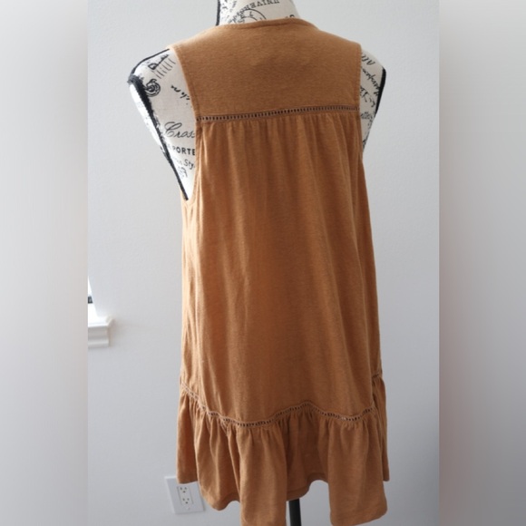 Anthropologie Malaga Tunic Top Tank Ochre Eyelet Blouse Gold Small S - Picture 4 of 12